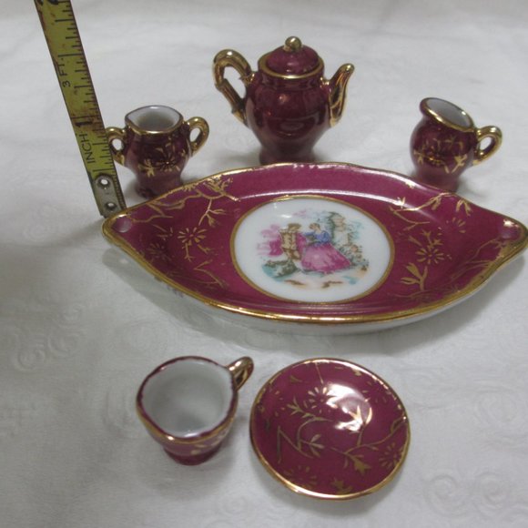 Small ceramic doll's tea coffee set 7 pc. Vintage - Picture 8 of 13